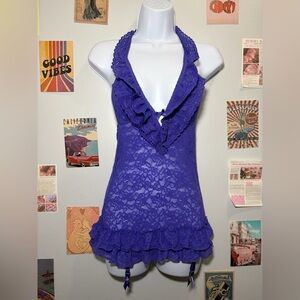 Victoria's Secret Purple Lace Halter Chemise